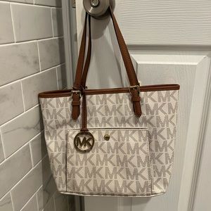 Michael Kors white and brown shoulder bag